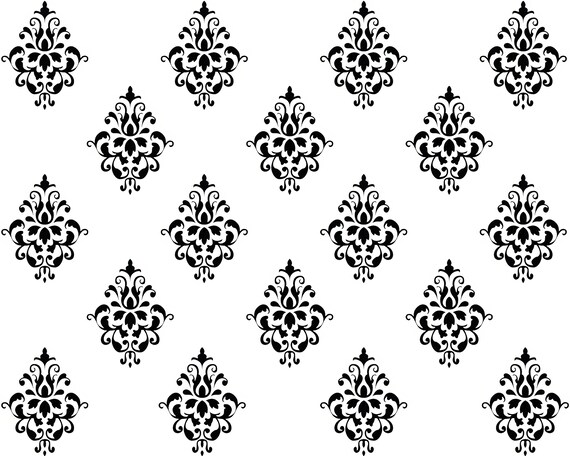 Black Damask Design Birthday ~ Edible 2D Fondant Birthday Cake/Cupcake Topper ~ D22571