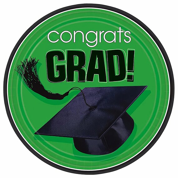 Green Congrats Grad Cap ~ Edible 2D Fondant Birthday Cake/Cupcake Topper ~ D5933