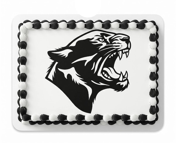 Black Panther Mascot Edible Cake Topper, School Spirit Frosting Sheet Image, Panthers Sports Team ~ D844