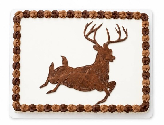 Leaping Buck Edible Cake Topper, Deer Hunting Birthday Frosting Sheet Image ~ D3965