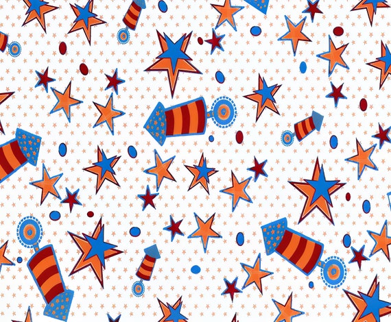 Stars & Fireworks 4th Of July Cake Background ~ Edible 2D Fondant Birthday Cake/Cupcake Topper ~ D2924