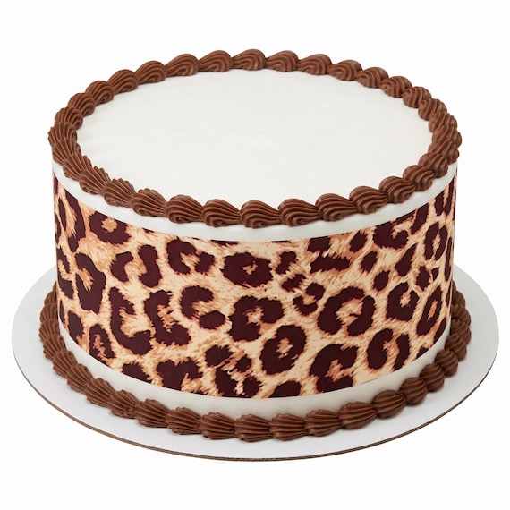 Leopard Print Edible Cake Side Strips, Animal Print Frosting Sheet Birthday Wrap ~ D22933