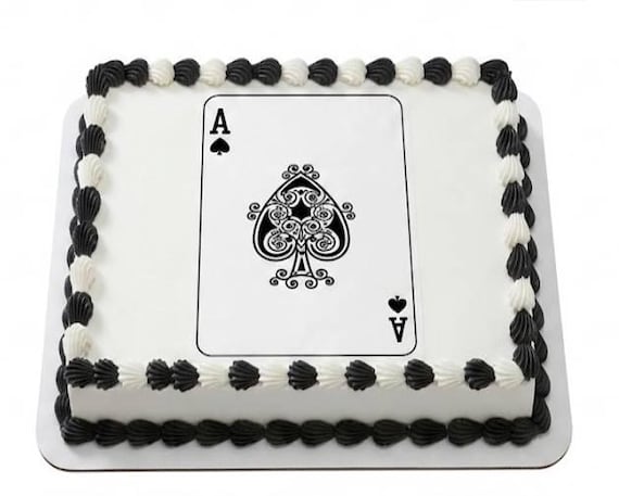 Ace Spades Edible Cake Topper, Playing Card Frosting Sheet, Casino Birthday Decor ~ D24328