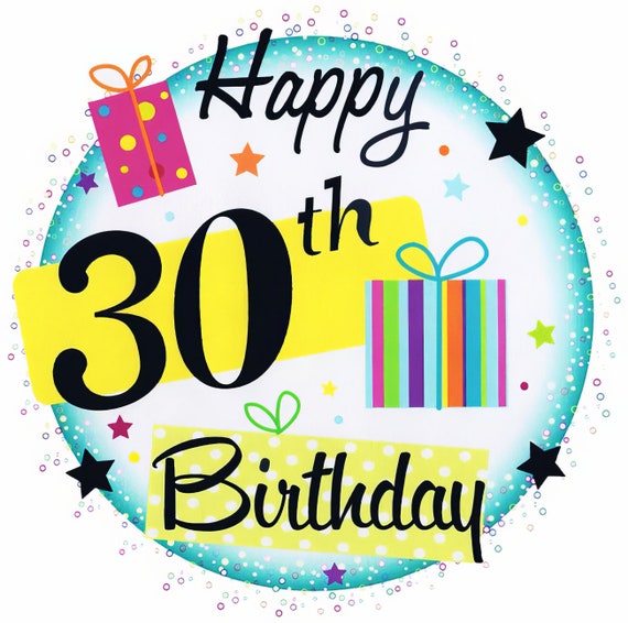 Happy 30th Birthday ~ Edible 2D Fondant Birthday Cake/Cupcake Topper ~ D2202