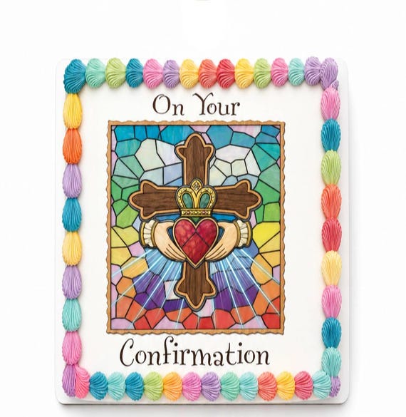 Confirmation Cross Edible Cake Topper, Religious Celebration Frosting Sheet Image ~ D30181