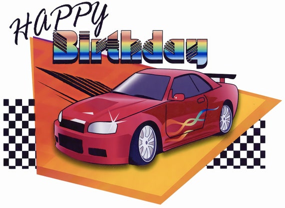 Birthday Race Car ~ Edible 2D Fondant Birthday Cake/Cupcake Topper ~ D1023