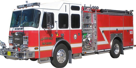 Red Fire Truck Birthday Topper ~ Edible 2D Fondant Birthday Cake/Cupcake Topper ~ D9172