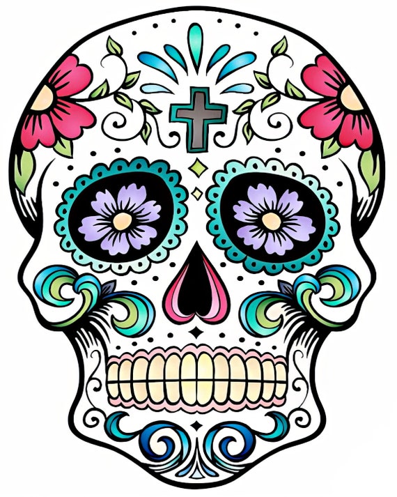 Sugar Skull Halloween Birthday ~ Edible 2D Fondant Birthday Cake/Cupcake Topper ~ D22652