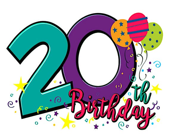 Happy 20th Birthday ~ Edible 2D Fondant Birthday Photo Frame Cake/Cupcake Topper ~ D24111