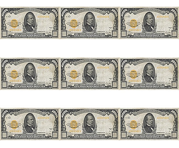 1000 Dollar Bills Casino Birthday ~ Edible 2D Fondant Birthday Cake Side Toppers ~ D20378