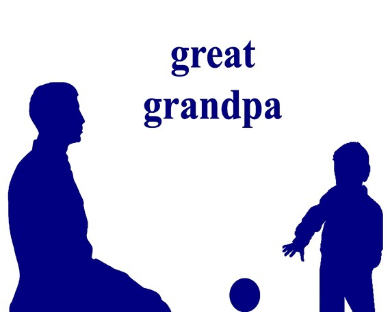 Blue Great Grandpa & Grand Son Silhouette Birthday ~ Edible 2D Fondant Birthday Cake/Cupcake Topper ~ D24620