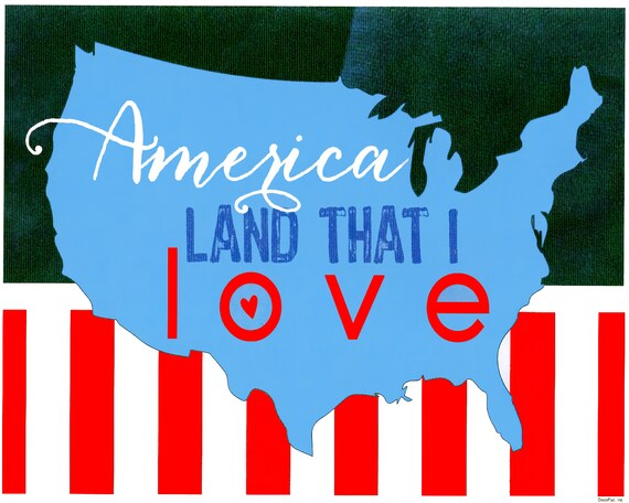 Patriotic America, Land That I Love ~ Edible 2D Fondant Birthday Cake/Cupcake Topper ~ D1438