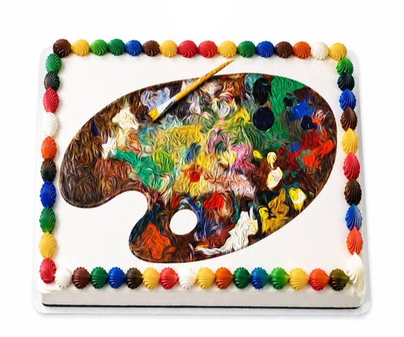 Artist Paint Palette Edible Cake Topper, Art Party Birthday Frosting Sheet Image ~ D22832