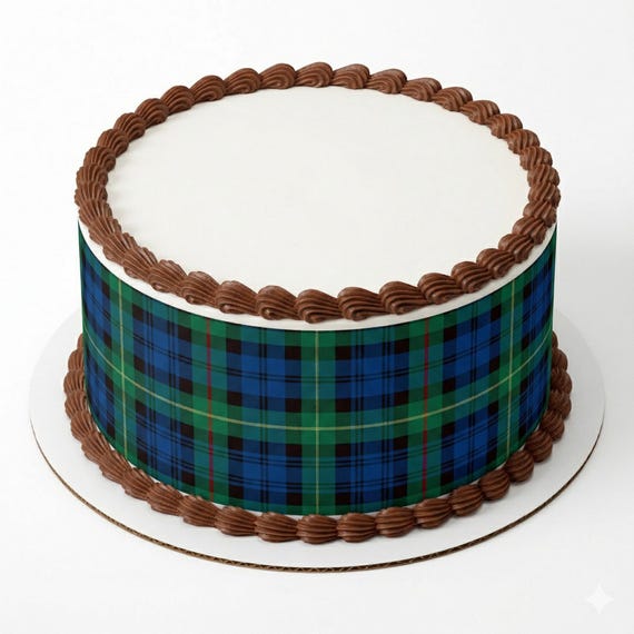 Green Plaid Birthday - Side Strips ~ Edible 2D Fondant Birthday Cake Side Toppers ~ D24692