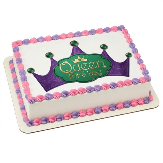 Queen for a Day Edible Cake Topper, Princess Crown Frosting Sheet D30032