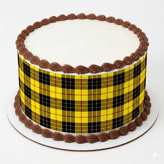 Yellow Plaid Birthday - Side Strips ~ Edible 2D Fondant Birthday Cake Side Toppers ~ D22727