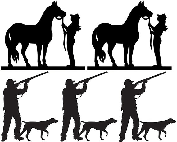 Horses and Hunting Silhouette Birthday ~ Edible 2D Fondant Birthday Cake Side Toppers ~ D24522