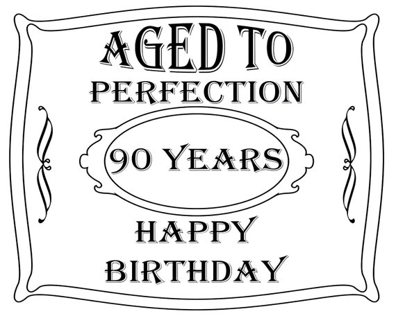 Aged To Perfection 90th Birthday ~ Edible 2D Fondant Birthday Cake/Cupcake Topper ~ D21908