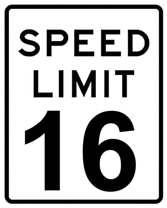 Speed Limit 16th Birthday Sign - 2D Fondant Edible Cake & Cupcake Topper For Birthdays and Parties! - D24329