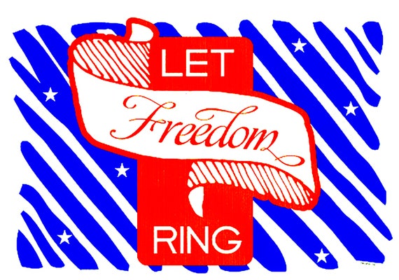 Patriotic Let Freedom Ring ~ Edible 2D Fondant Birthday Cake/Cupcake Topper ~ D21382
