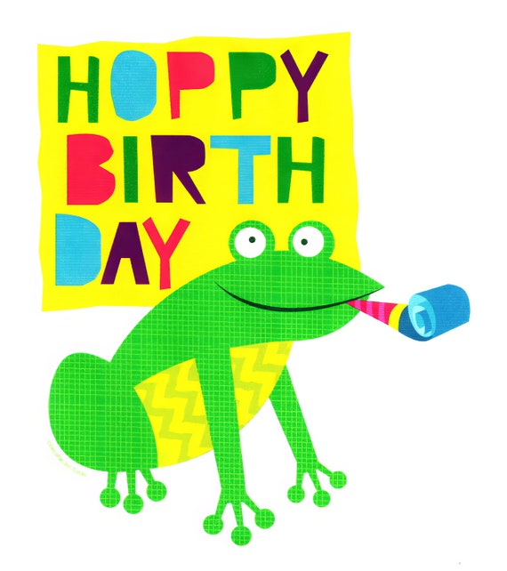Birthday Buddies Frog ~ Edible 2D Fondant Birthday Cake/Cupcake Topper ~ D128