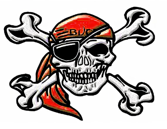 Red Pirate Skull Mascot Birthday ~ Edible 2D Fondant Birthday Cake/Cupcake Topper ~ D22481