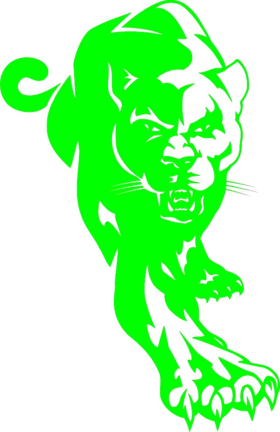 Green Panther Cougar Mascot Birthday ~ Edible 2D Fondant Birthday Cake/Cupcake Topper ~ D22458