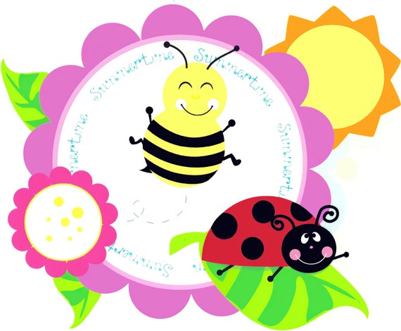 Summer Bee & Ladybug Birthday ~ Edible 2D Fondant Birthday Cake/Cupcake Topper ~ D1377