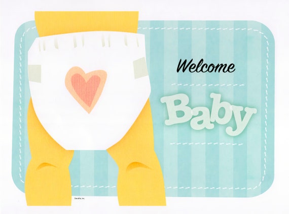 Welcome Baby Caucasian Baby Shower ~ Edible 2D Fondant Birthday Cake/Cupcake Topper ~ D20683