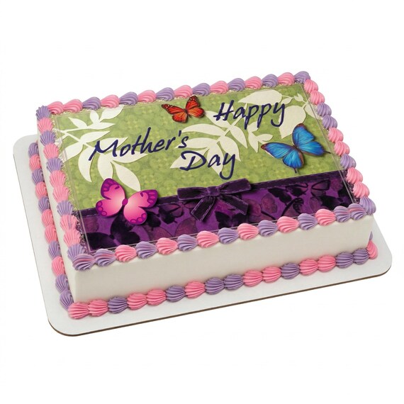 Happy Mother’s Day Butterfly Edible Cake Topper, Floral Frosting Sheet Decoration D2267