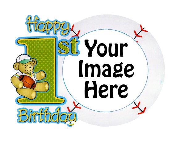 Boy 1st Birthday ~ Edible 2D Fondant Birthday Photo Frame Cake/Cupcake Topper ~ D20601