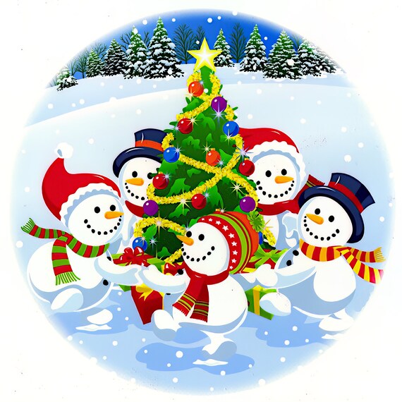 Christmas Snowman Dancing ~ Edible 2D Fondant Birthday Cake/Cupcake Topper ~ D8003