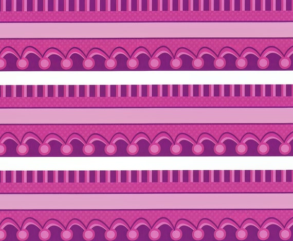 Pink and Purple Design - Birthday Background - Side Strips ~ Edible 2D Fondant Birthday Cake Side Toppers ~ D2944