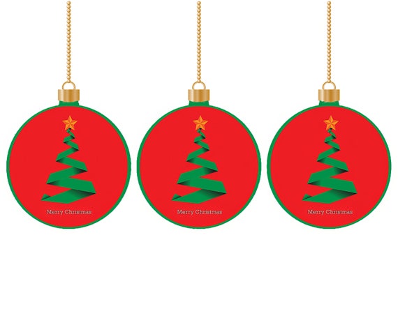 Christmas Tree Ornaments ~ Edible 2D Fondant Birthday Cake/Cupcake Topper ~ D22019
