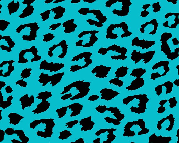 Turquoise Cheetah Print - Background Birthday ~ Edible 2D Fondant Birthday Cake/Cupcake Topper ~ D190