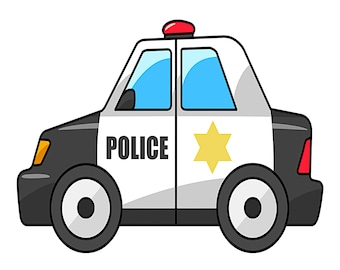 Cartoon Police Car Birthday Topper ~ Edible 2D Fondant Birthday Cake/Cupcake Topper ~ D9173
