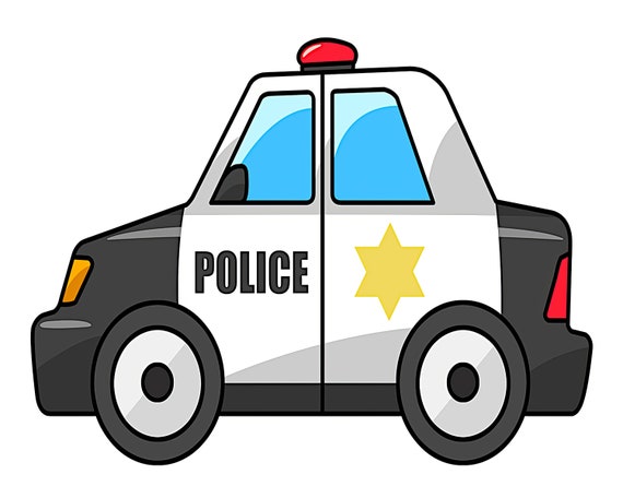 Cartoon Police Car Birthday Topper ~ Edible 2D Fondant Birthday Cake/Cupcake Topper ~ D9173