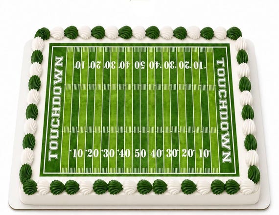 Football Field Touchdown Edible Cake Topper, Sports Game Day Frosting Sheet Image, Gridiron Party ~ D22987