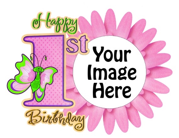 Happy 1st Birthday Baby Shower ~ Edible 2D Fondant Birthday Cake/Cupcake Topper ~ D4142