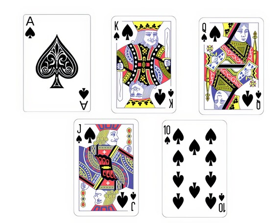 Poker Spades Royal Flush Birthday ~ Edible 2D Fondant Birthday Cake/Cupcake Topper ~ D24474