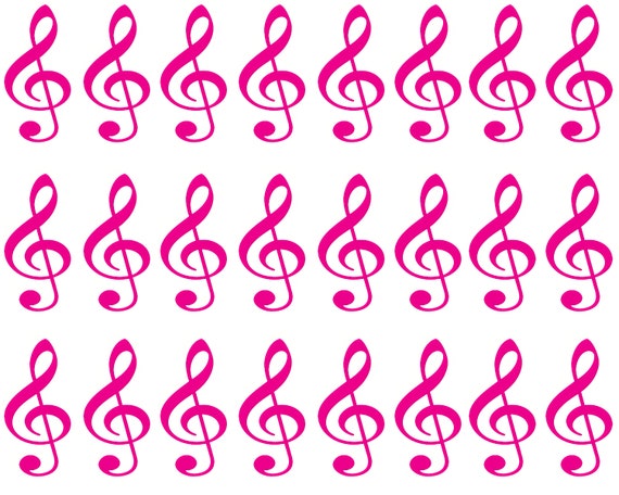 Pink Music Band Notes Birthday - Side Strips ~ Edible 2D Fondant Birthday Cake Side Toppers ~ D22696