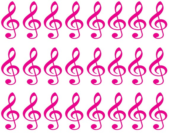 Pink Music Band Notes Birthday - Side Strips ~ Edible 2D Fondant Birthday Cake Side Toppers ~ D22696