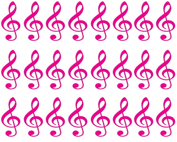 Pink Music Band Notes Birthday - Side Strips ~ Edible 2D Fondant Birthday Cake Side Toppers ~ D22696