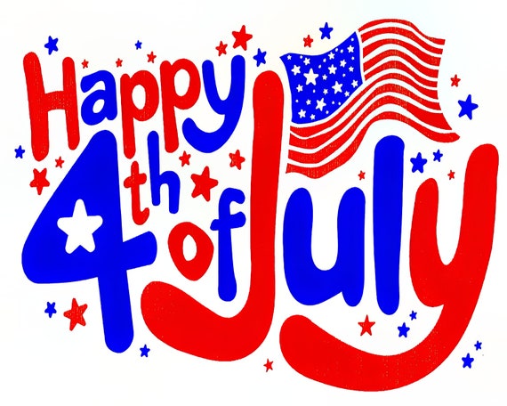 Happy 4th of July ~ Edible 2D Fondant Birthday Cake/Cupcake Topper ~ D22239