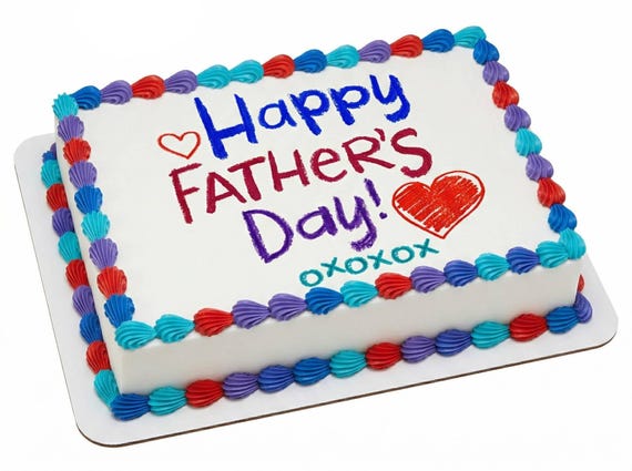 Happy Father’s Day Hearts Edible Cake Topper, Dad Celebration Frosting Sheet Decoration ~ D22233