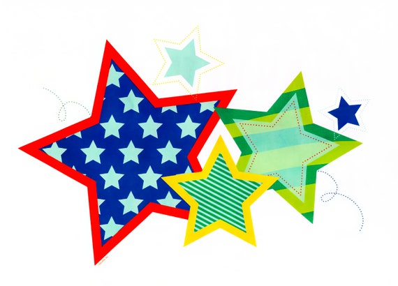 Colorful Stars ~ Edible 2D Fondant Birthday Cake/Cupcake Topper ~ D642