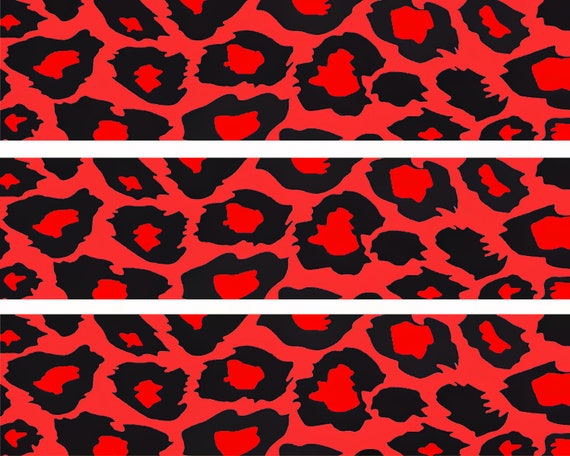 Red Cheetah Print Birthday - Side Strips - 2D Fondant Edible Cake Side Toppers - Decorate The Sides of Your Cake! - D24407