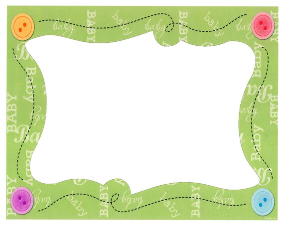 Green Buttons Baby Shower Birthday ~ Edible 2D Fondant Birthday Photo Frame Cake/Cupcake Topper ~ D20796