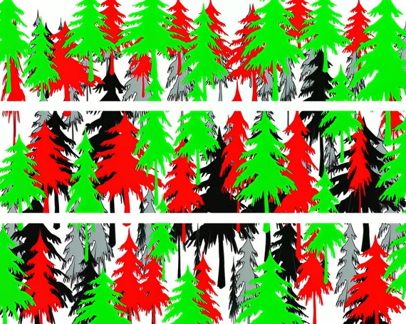 Christmas Trees - Side Strips ~ Edible 2D Fondant Birthday Cake Side Toppers ~ D21792