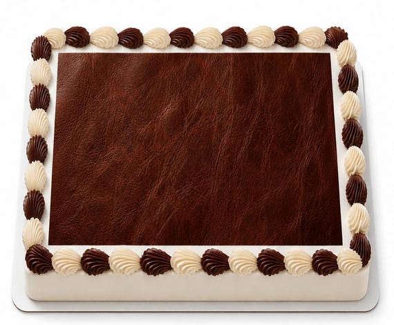 Brown Leather Texture Edible Cake Topper, Rustic Western Cowhide Frosting Sheet Image, Country Ranch Cowboy Party ~ D30089